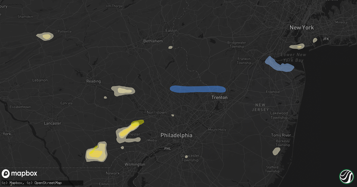 Hail map in Warrington, PA on May 20, 2026