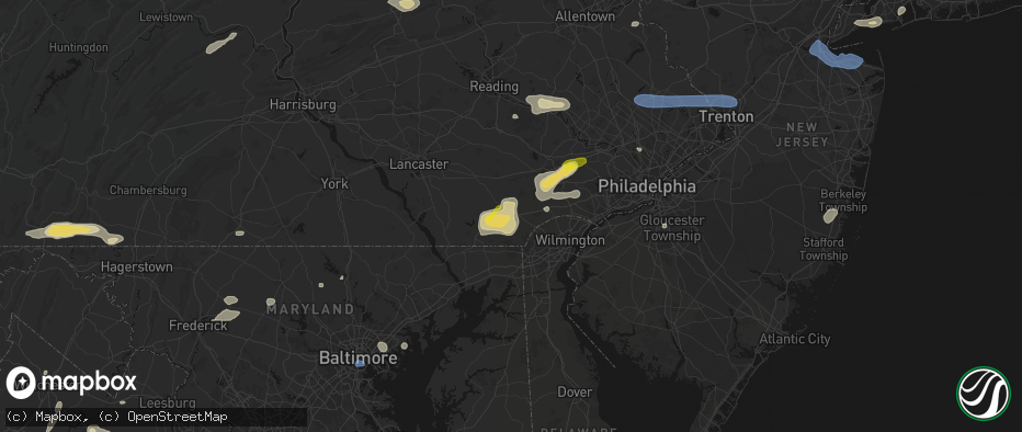 Hail map in West Grove, PA on May 20, 2026