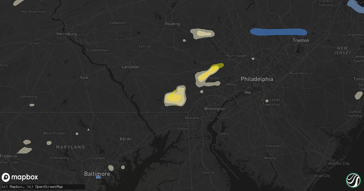 Hail map in West Grove, PA on May 20, 2026