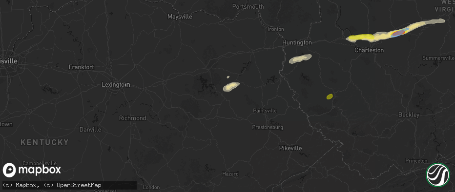 Hail map in West Liberty, KY on May 20, 2026
