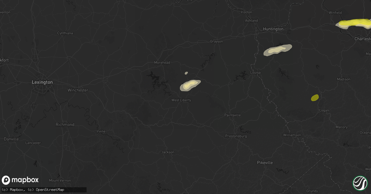 Hail map in West Liberty, KY on May 20, 2026