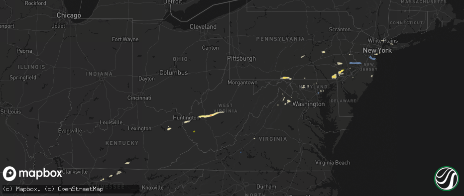 Hail map in West Virginia on May 20, 2026