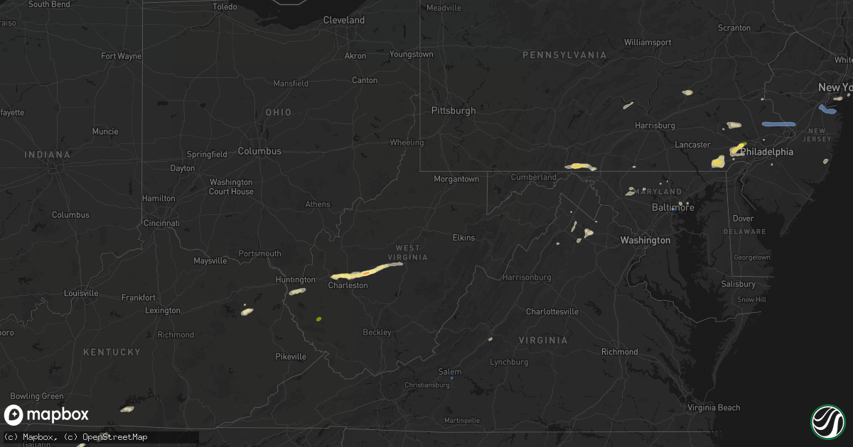Hail map in West Virginia on May 20, 2026