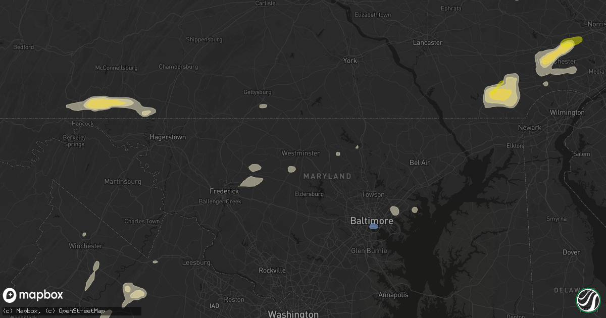Hail map in Westminster, MD on May 20, 2026