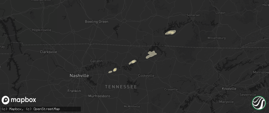 Hail map in Whitleyville, TN on May 20, 2026