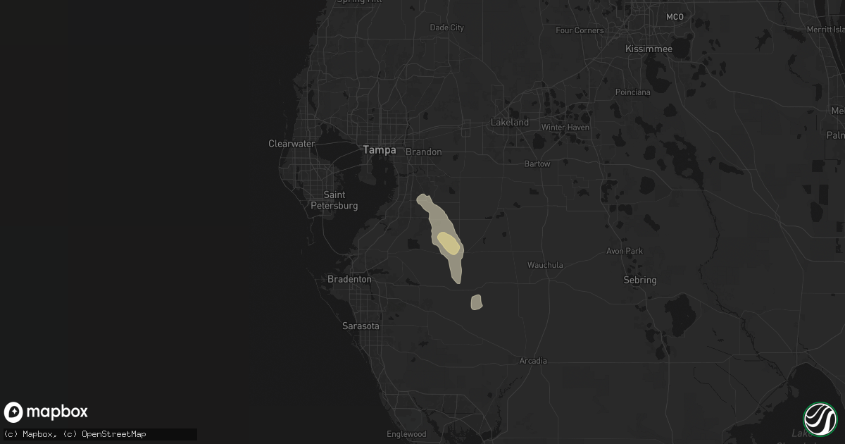 Hail map in Wimauma, FL on May 20, 2026
