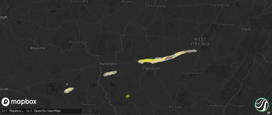 Hail map in Winfield, WV on May 20, 2026
