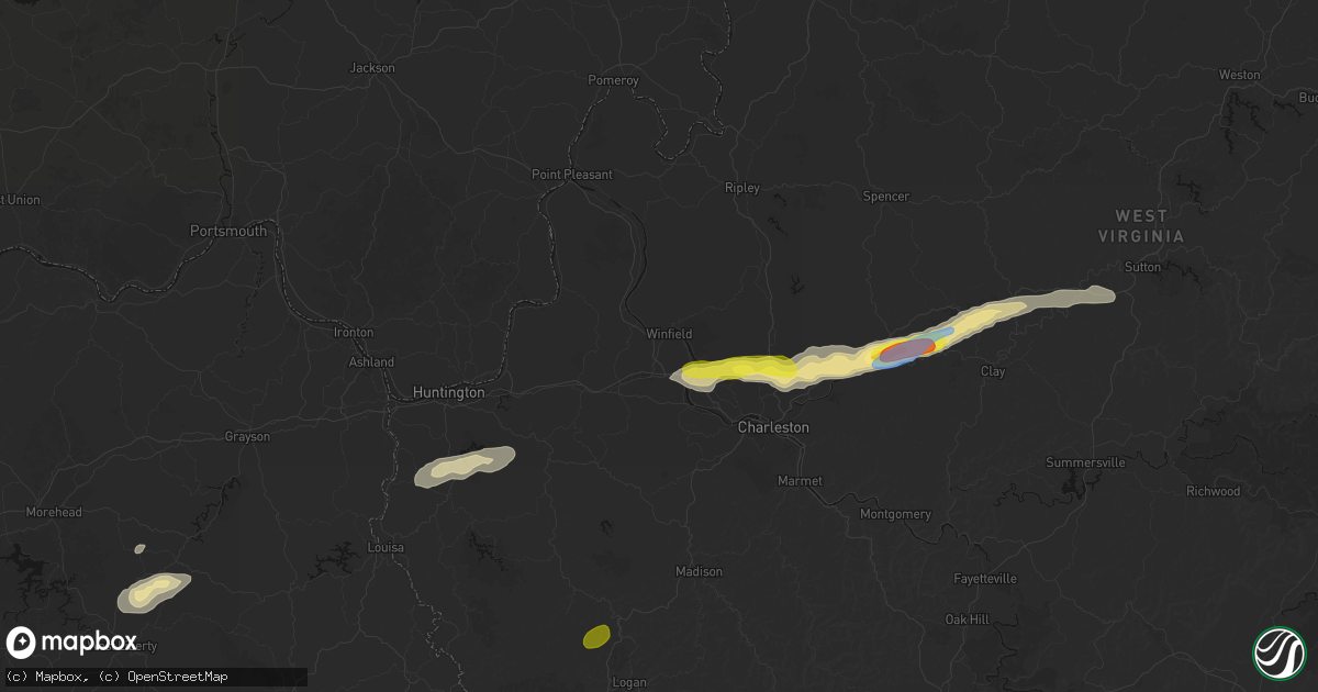 Hail map in Winfield, WV on May 20, 2026