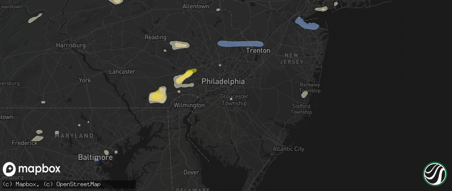Hail map in Woodbury, NJ on May 20, 2026