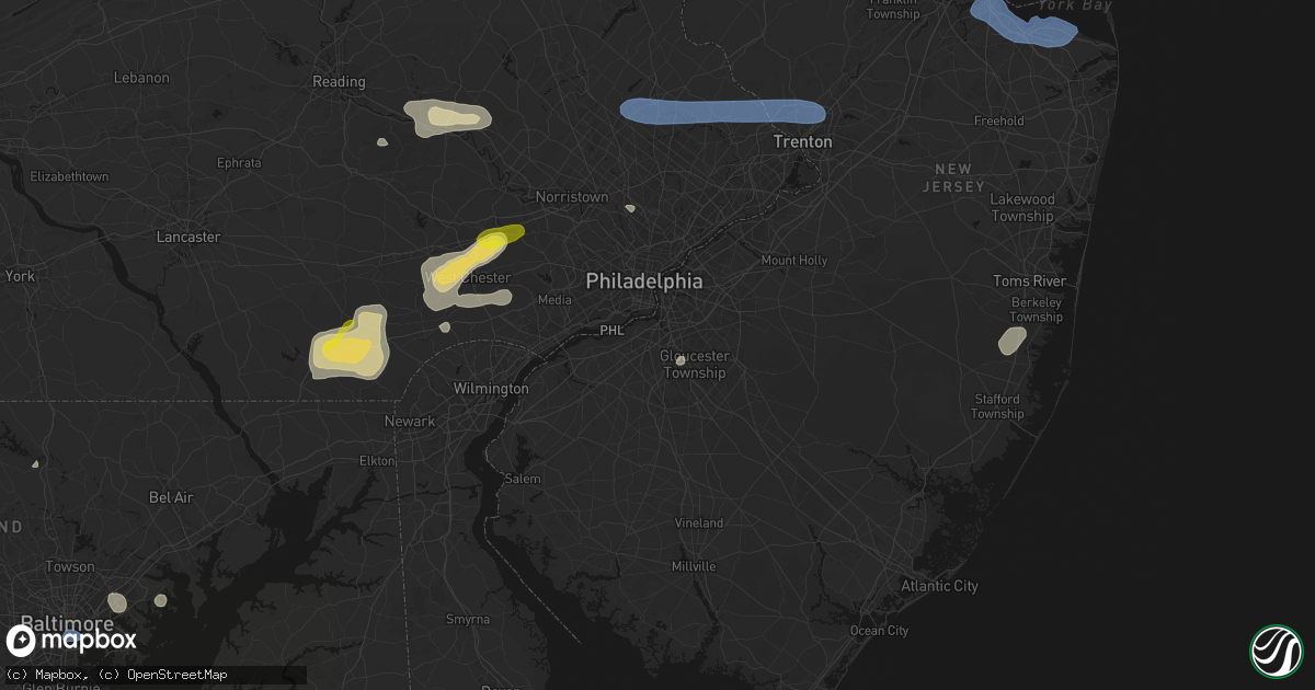 Hail map in Woodbury, NJ on May 20, 2026