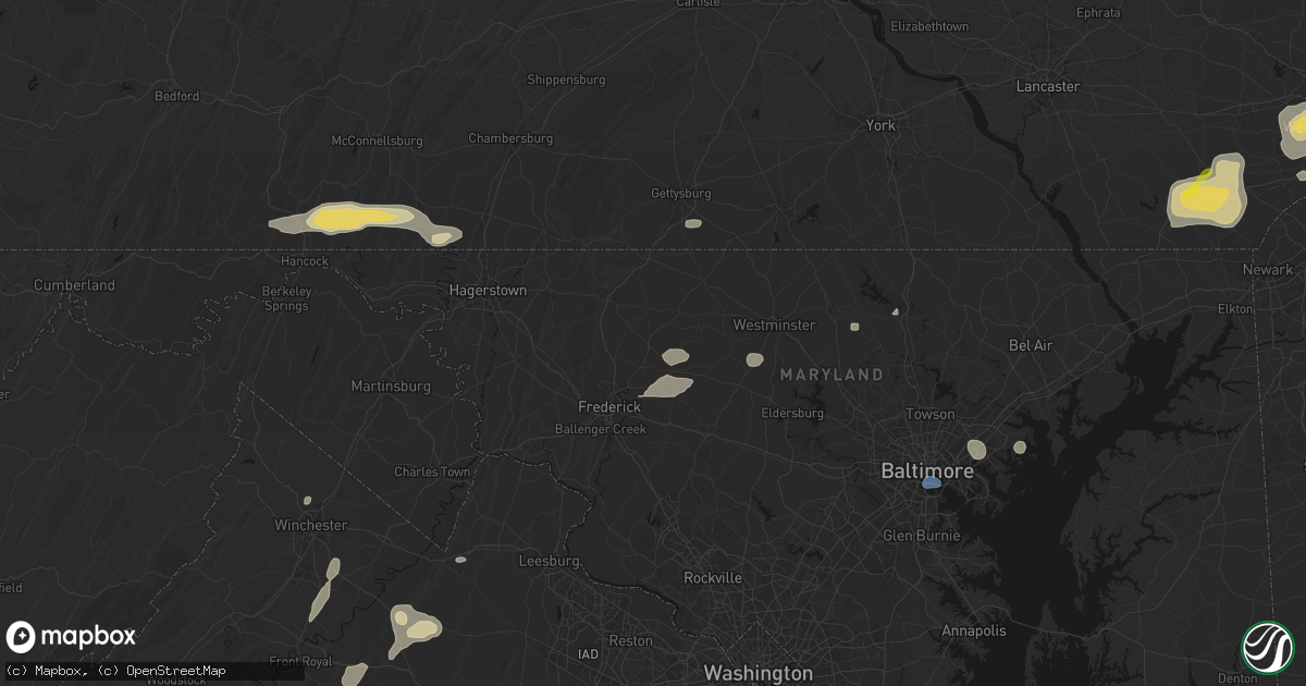 Hail map in Woodsboro, MD on May 20, 2026