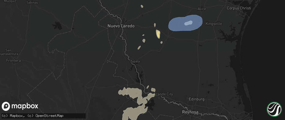 Hail map in Zapata, TX on May 20, 2026
