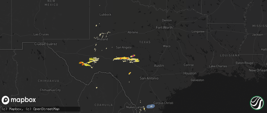 Hail map on May 20, 2026