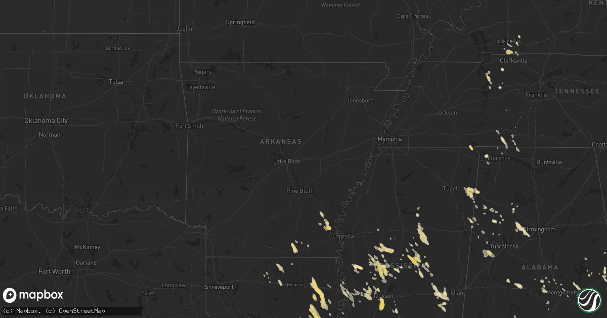 Hail map in Arkansas on May 21, 2012