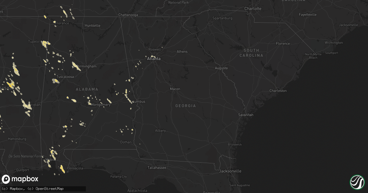 Hail map in Georgia on May 21, 2012