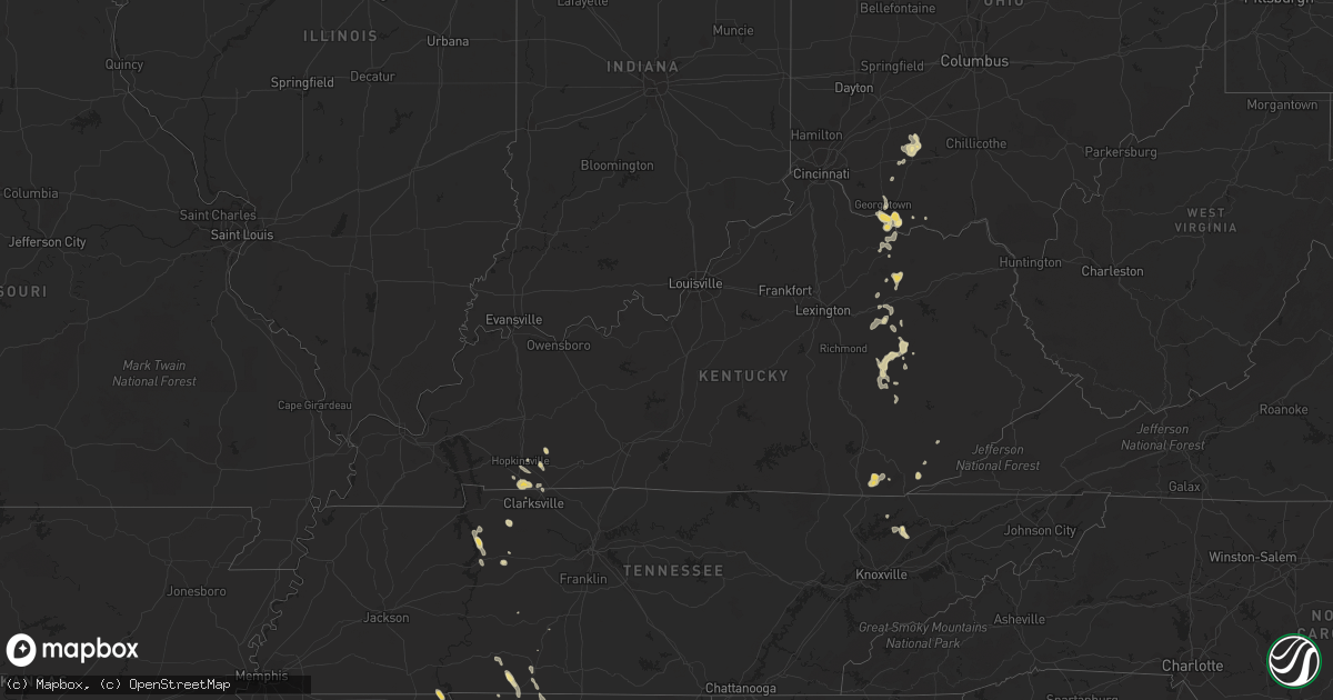 Hail map in Kentucky on May 21, 2012
