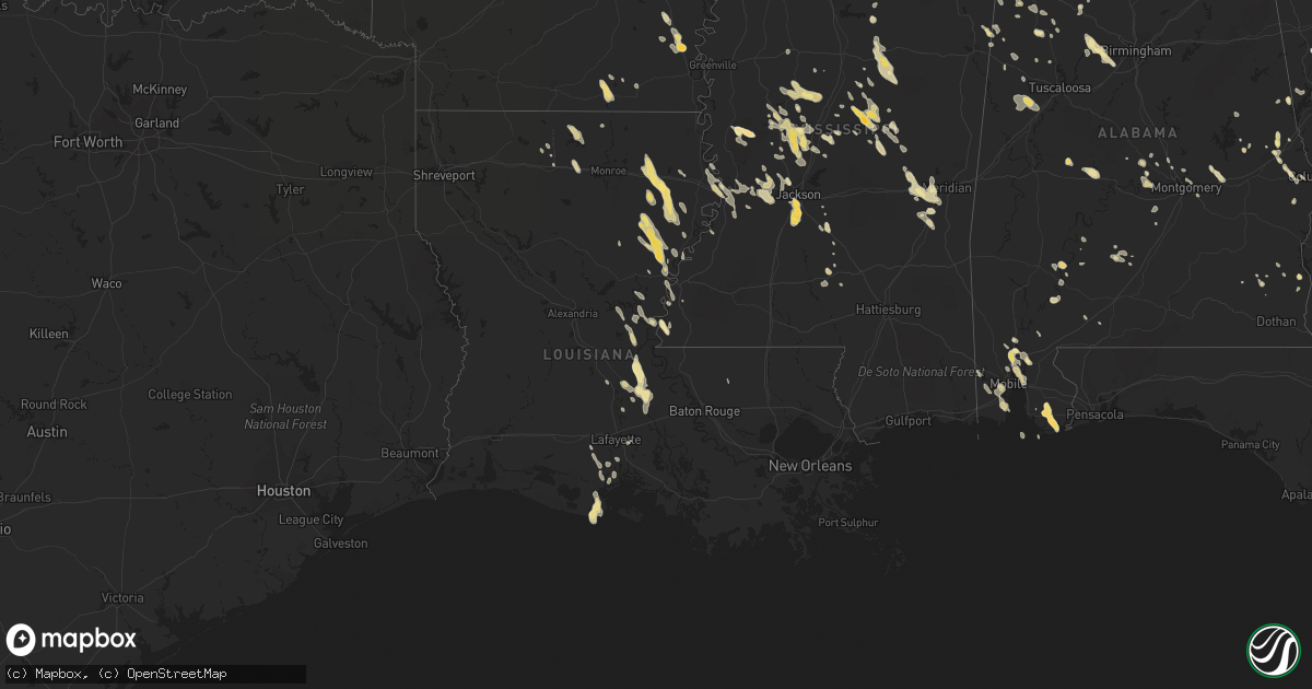 Hail map in Louisiana on May 21, 2012