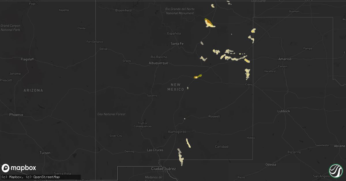 Hail map in New Mexico on May 21, 2012