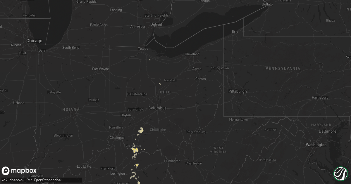 Hail map in Ohio on May 21, 2012