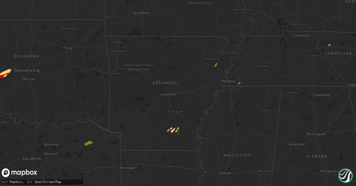 Hail map in Arkansas on May 21, 2013