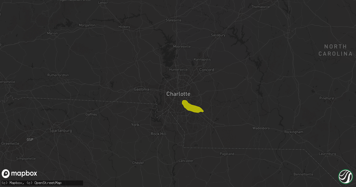 Hail map in Charlotte, NC on May 21, 2013