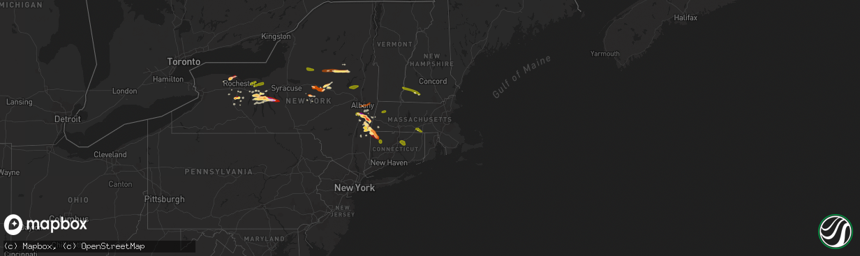 Hail map in Connecticut on May 21, 2013