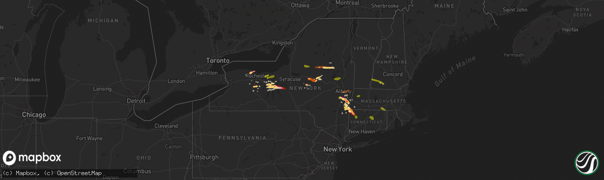 Hail map in New York on May 21, 2013