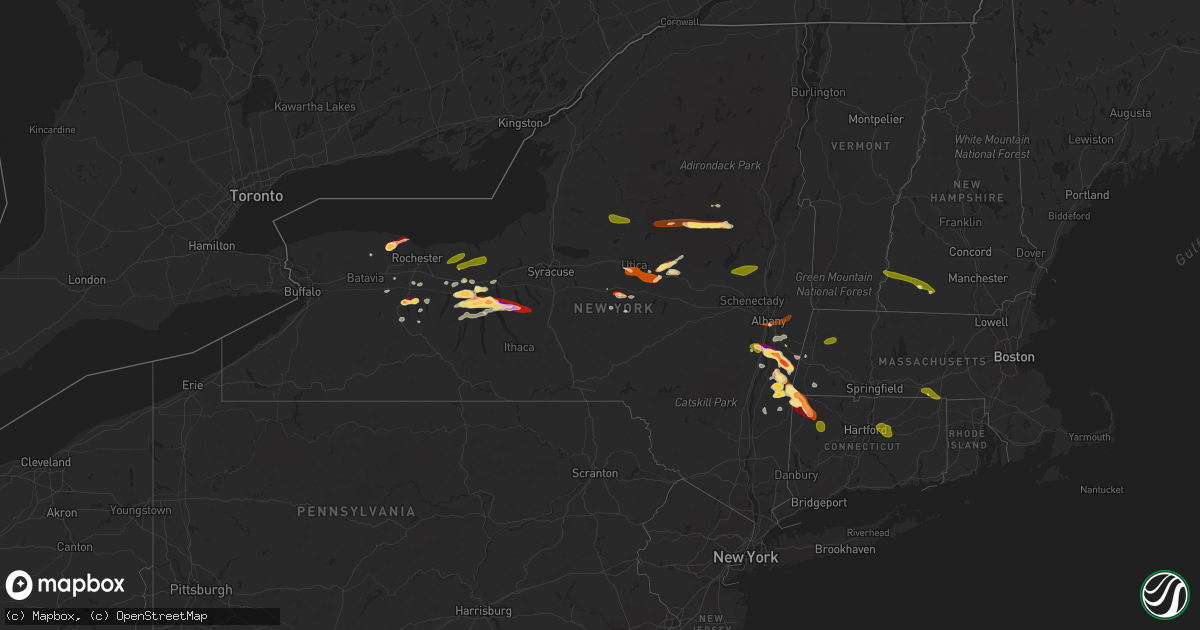 Hail map in New York on May 21, 2013