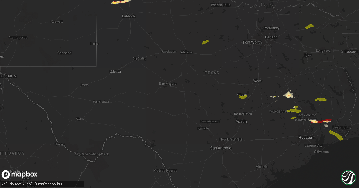 Hail map in Texas on May 21, 2013