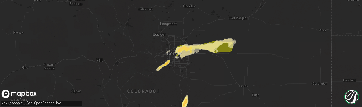 Hail map in Aurora, CO on May 21, 2014