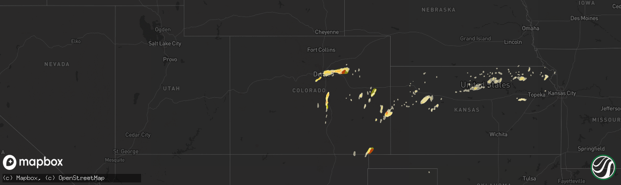 Hail map in Colorado on May 21, 2014