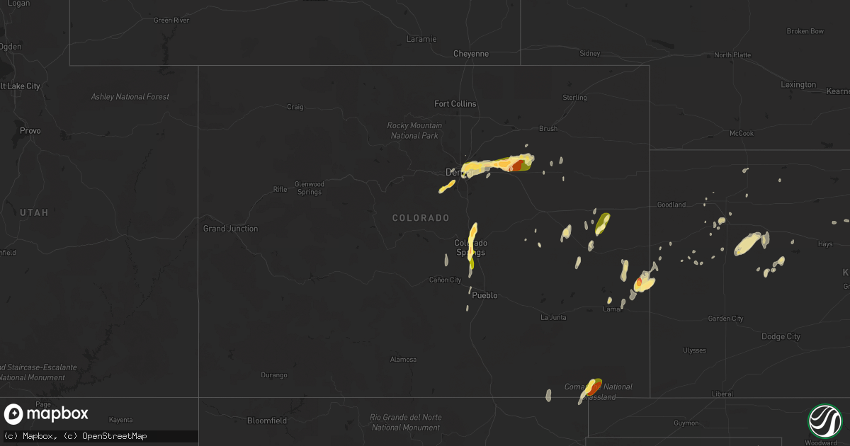 Hail map in Colorado on May 21, 2014