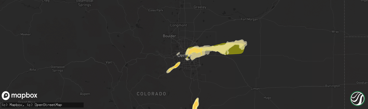 Hail map in Denver, CO on May 21, 2014