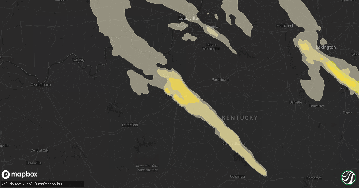 Hail map in Elizabethtown, KY on May 21, 2014