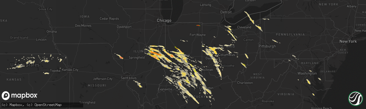 Hail map in Indiana on May 21, 2014