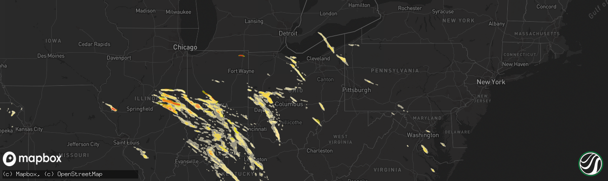 Hail map in Ohio on May 21, 2014