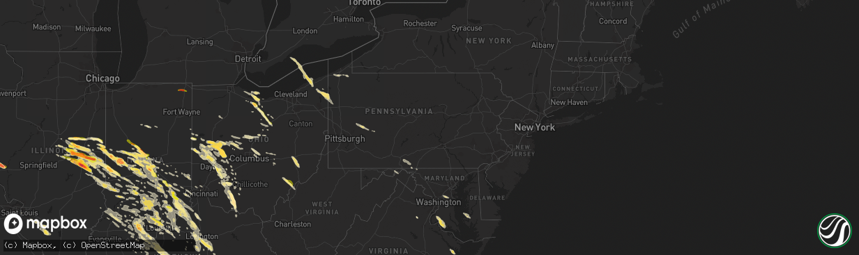 Hail map in Pennsylvania on May 21, 2014