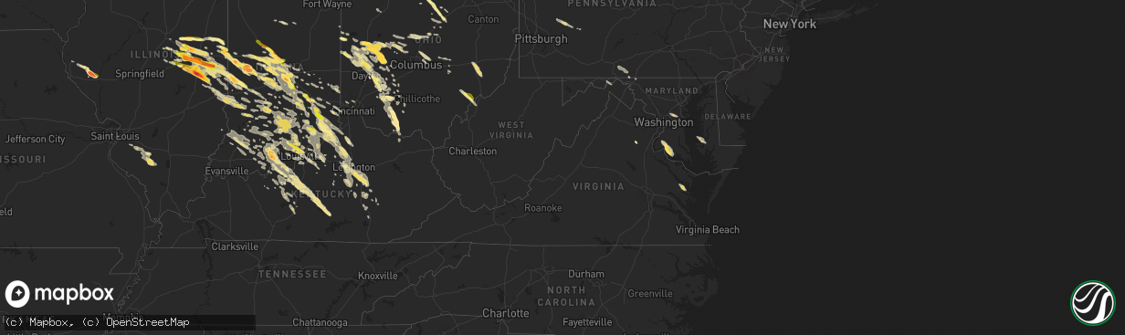 Hail map in Virginia on May 21, 2014