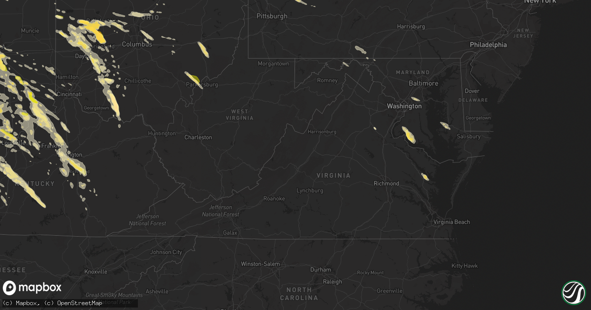 Hail map in Virginia on May 21, 2014