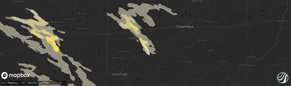 Hail map in Xenia, OH on May 21, 2014