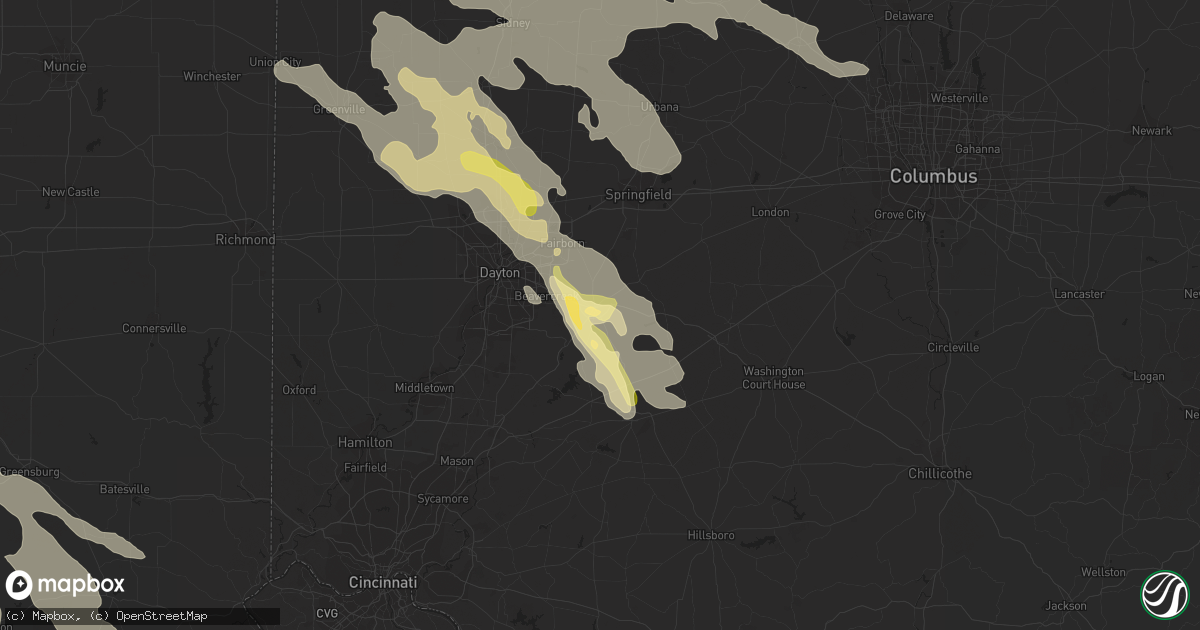 Hail map in Xenia, OH on May 21, 2014