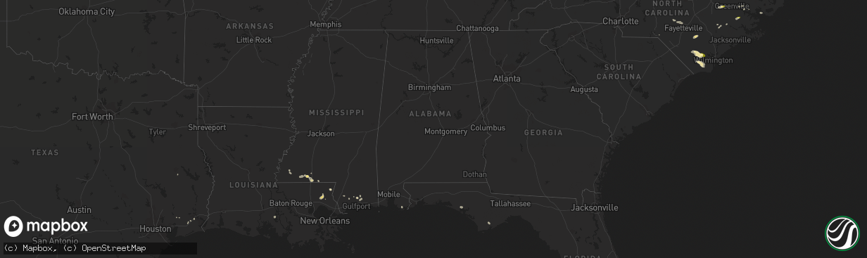 Hail map in Alabama on May 21, 2015