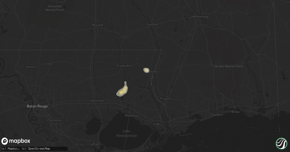 Hail map in Bogalusa, LA on May 21, 2015