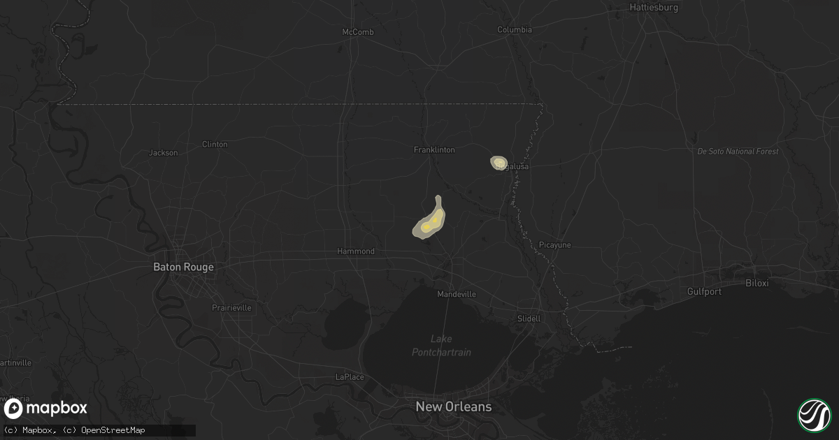 Hail map in Folsom, LA on May 21, 2015