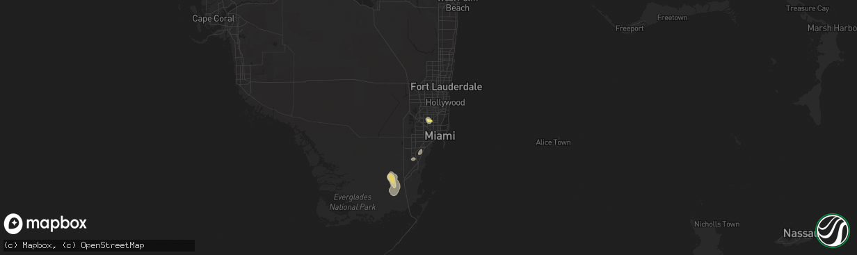 Hail map in Hialeah, FL on May 21, 2015