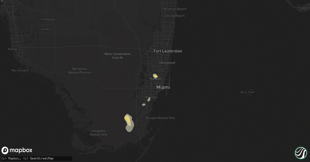 Hail map in Hialeah, FL on May 21, 2015