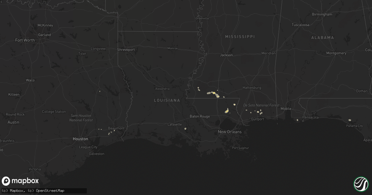 Hail map in Louisiana on May 21, 2015