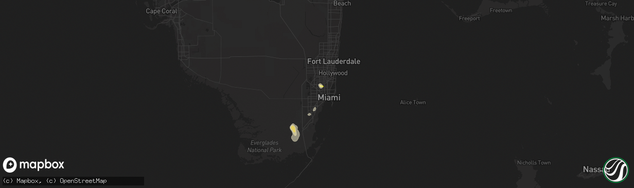 Hail map in Miami, FL on May 21, 2015