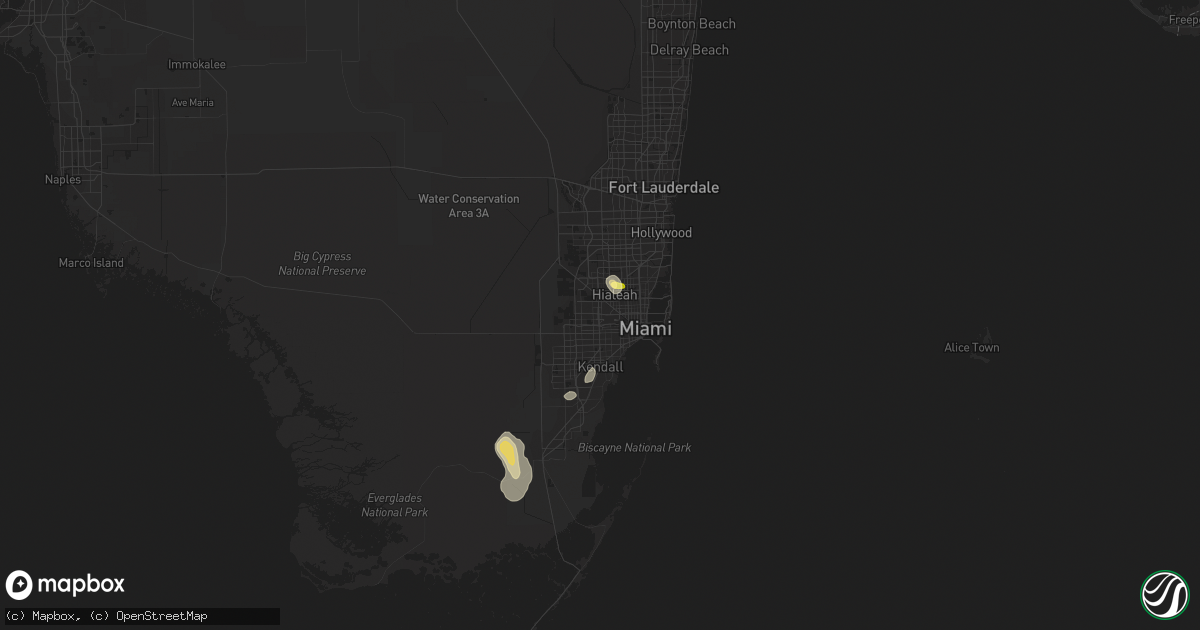 Hail map in Miami, FL on May 21, 2015