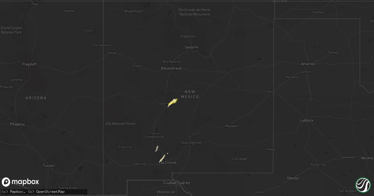 Hail map in New Mexico on May 21, 2015